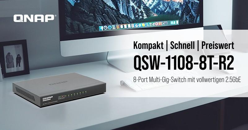 QNAP bringt die QSW-1000 Serie mit 8-Port Full 2,5GbE Multi-Gig Switch auf den Markt.